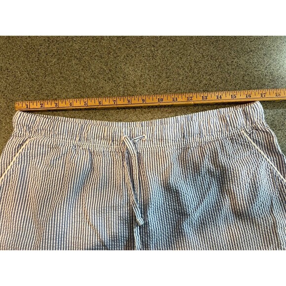Vintage Cotton Brand Seersucker Shorts Striped Pleated Coastal Beachy Large - Picture 3 of 13